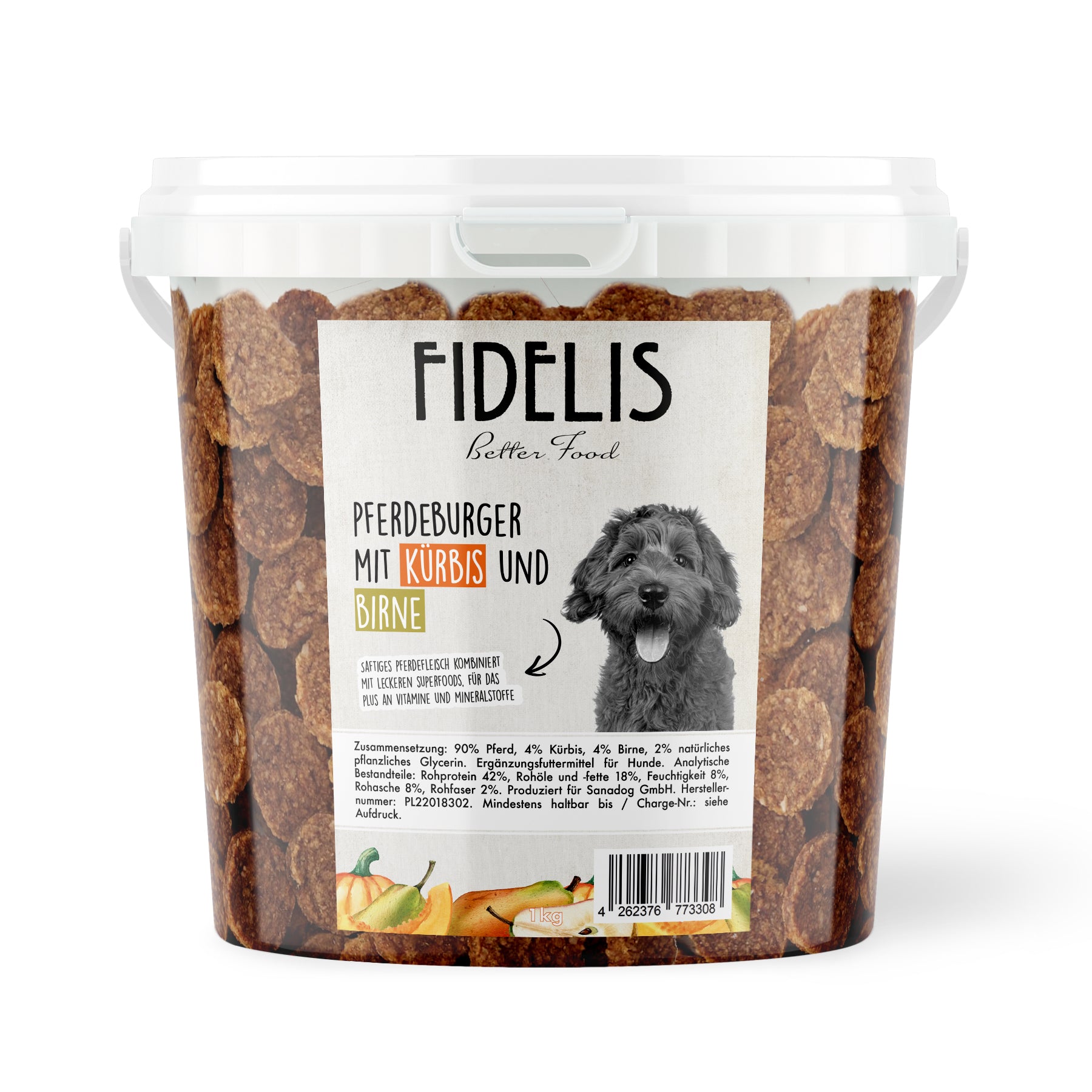 Pferdeburger mit Kürbis und Birne (1kg-Eimer) von Fidelis