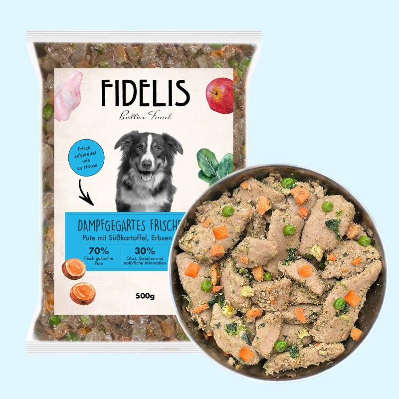 Pute mit Süßkartoffel, Erbsen und Spinat (500g) gefroren von Fidelis