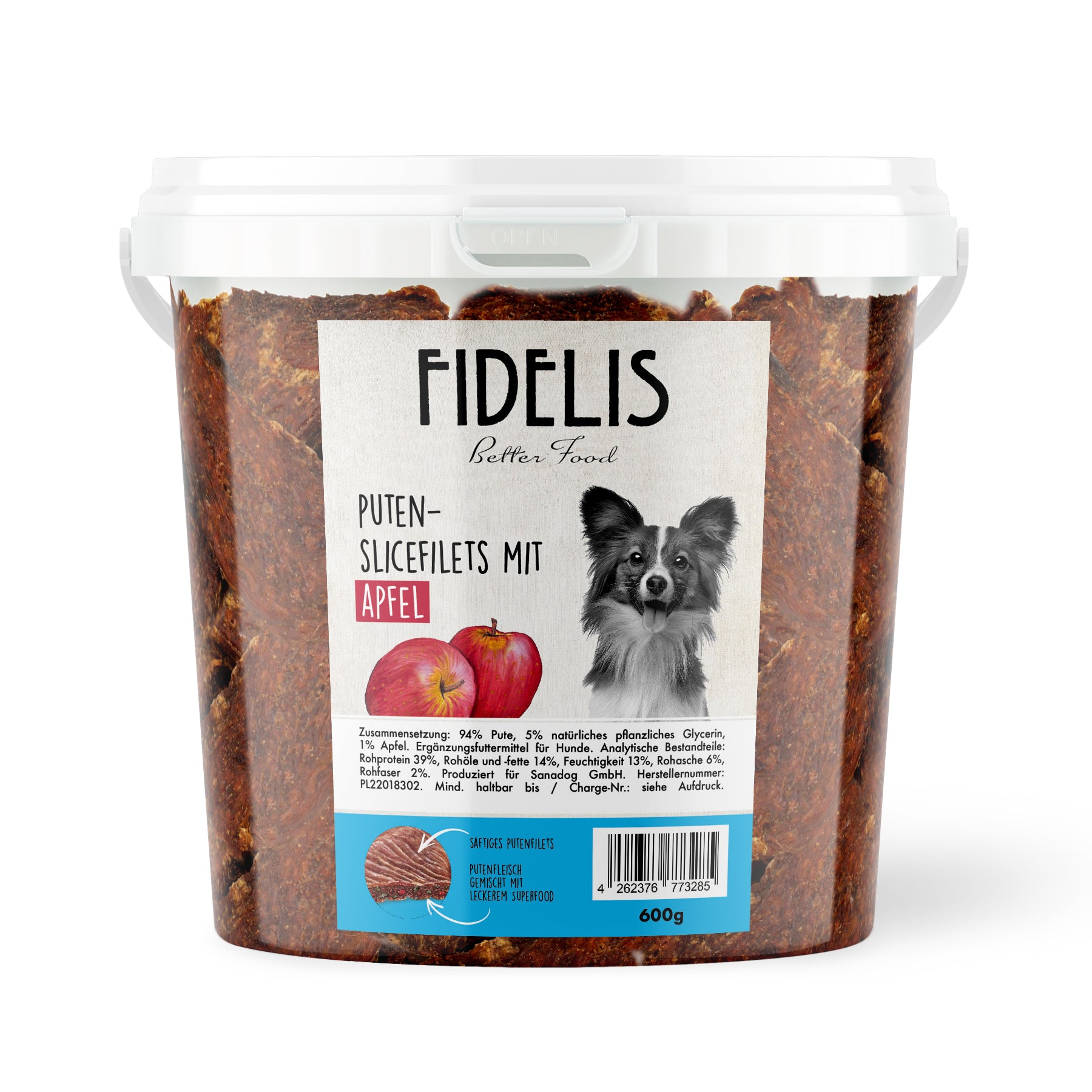 Puten Slice Filet mit Apfel (600g-Eimer) von Fidelis