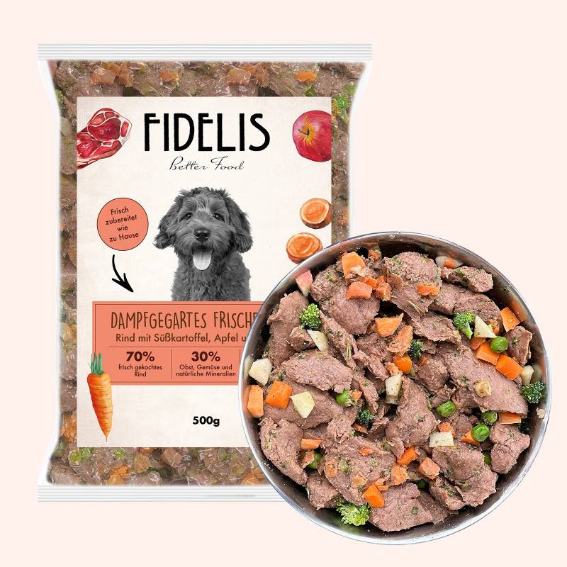 Rind mit Süßkartoffel, Apfel und Brokkoli (500g) gefroren von Fidelis