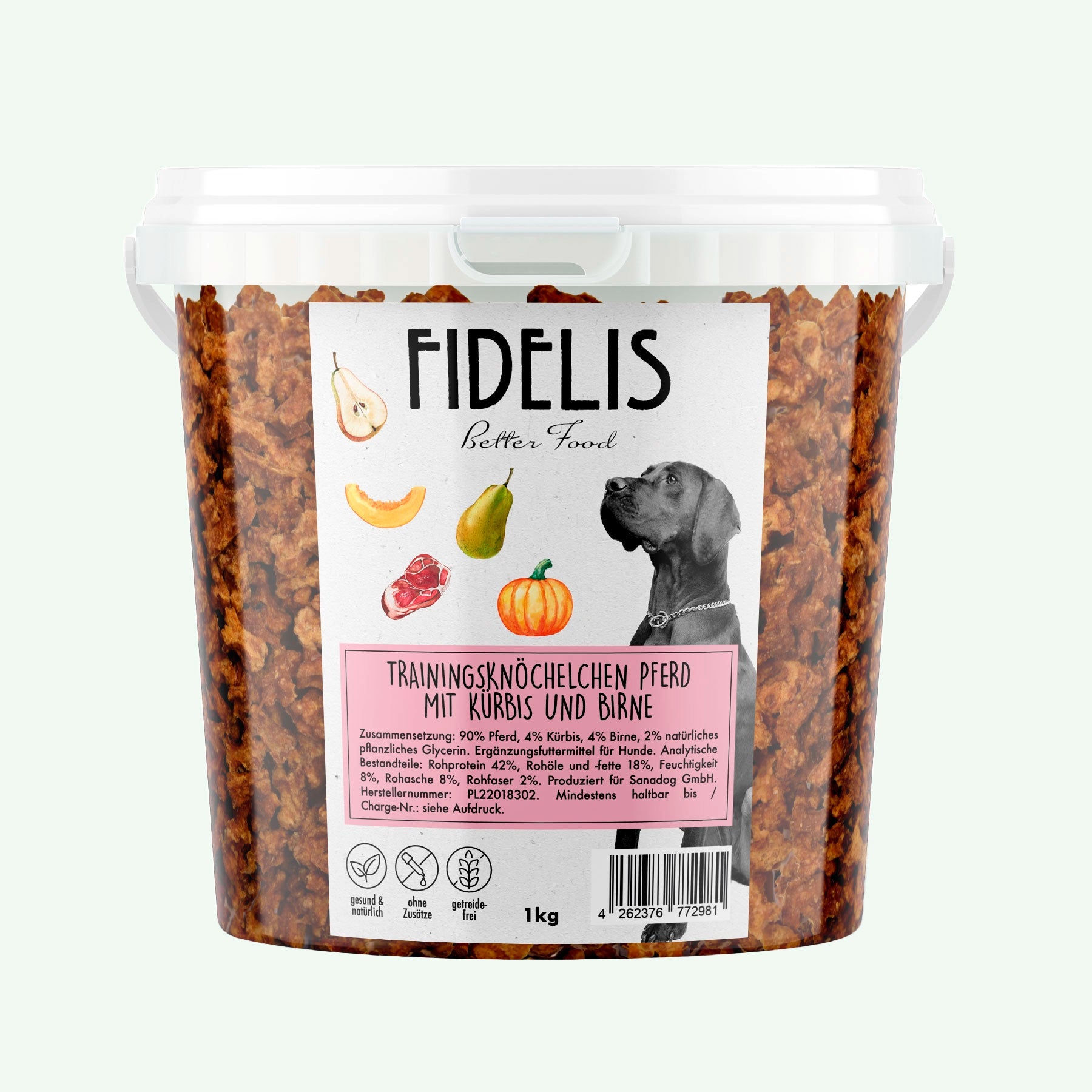 Trainingsknöchelchen Pferd mit Kürbis und Birne (1kg-Eimer) von Fidelis