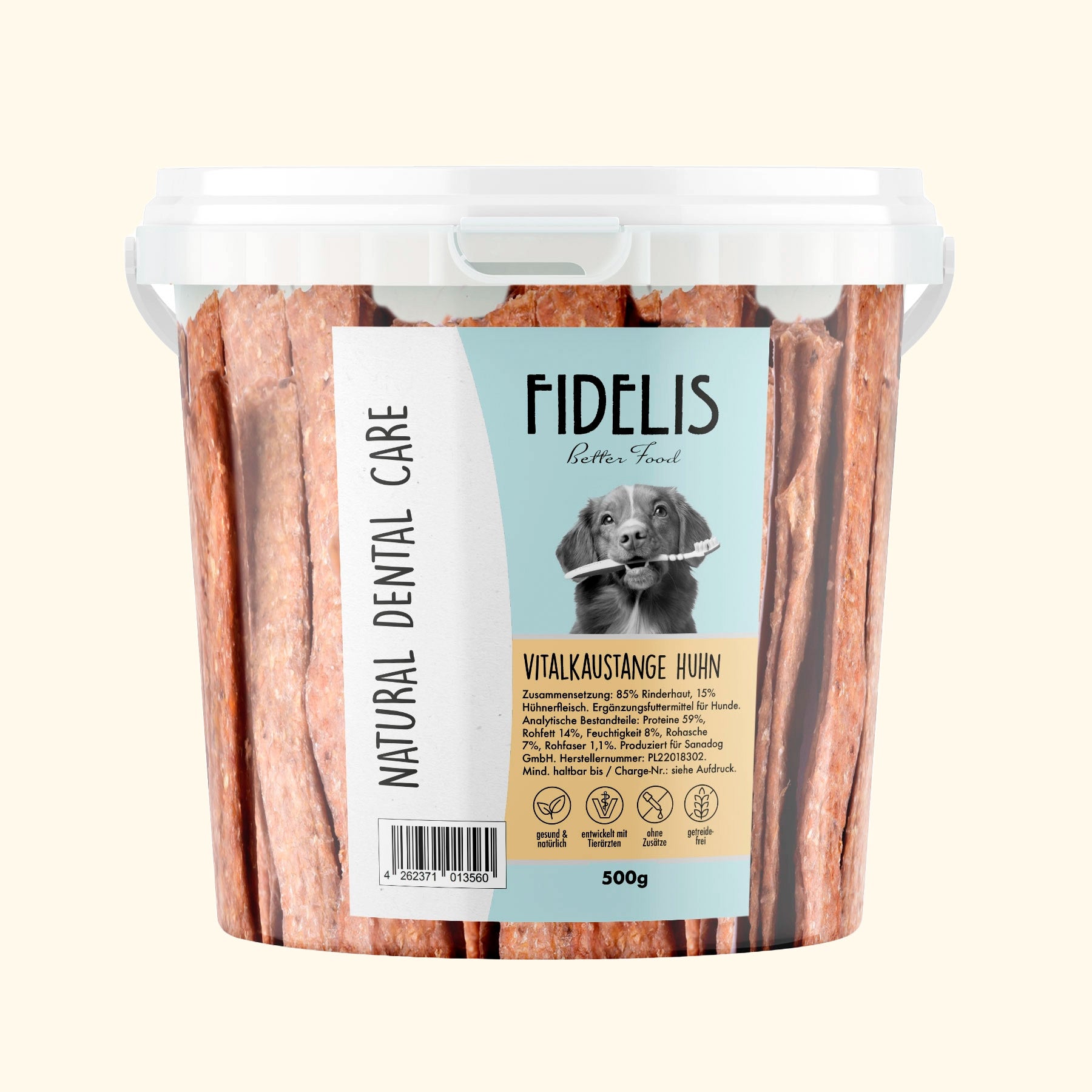 Vitalkaustange Hähnchen (500g-Eimer) von Fidelis