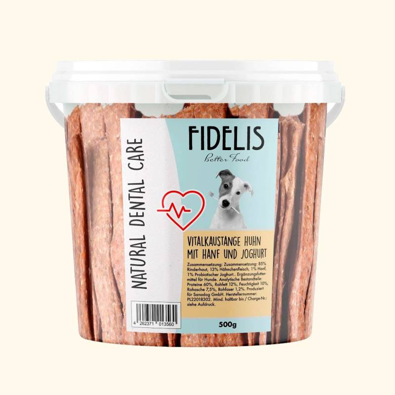 Vitalkaustange Hähnchen mit Hanf und Probiotischer Joghurt (500g-Eimer) von Fidelis