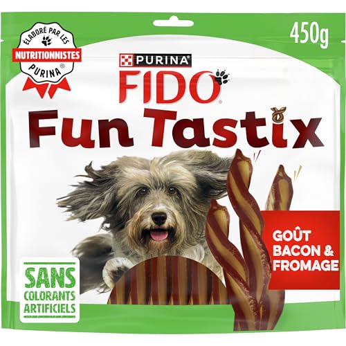 FIDO FUNTASTIX | Leckereien in Stäbchen | ausgewachsener Hund | Reich an Omega 3 & 6, B-Vitaminen und Antioxidantien | Geschmack Speck-Käse Beutel | 450 g von Fido