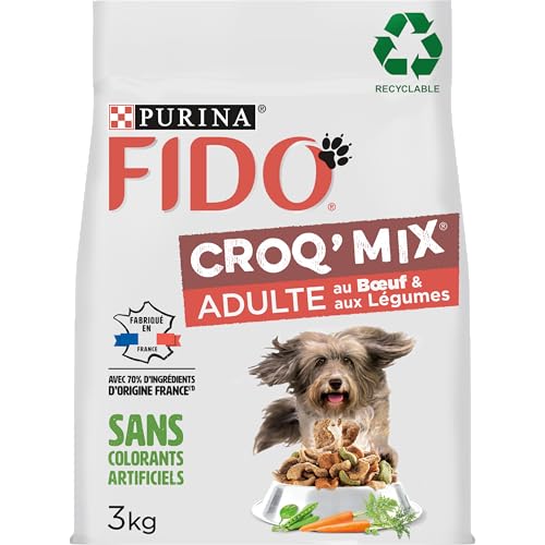 FIDO Croq Mix Erwachsene | Rind und Gemüse | Trockenfutter für ausgewachsene Hunde | Beutel x 3 kg von Fido