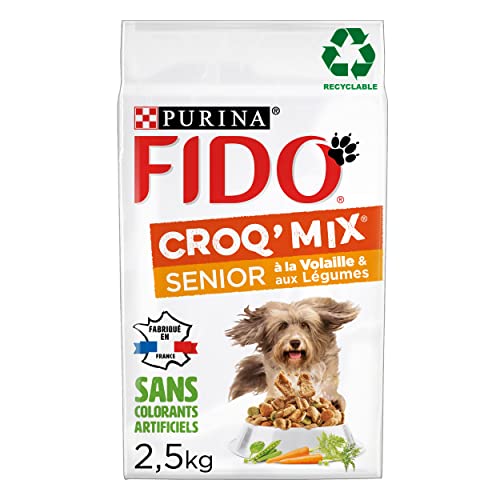 FIDO Croq'Mix Senior | Trockenfutter für Hunde + 7 Jahre Geflügelgemüse | Beutel mit 2,5 kg von Fido