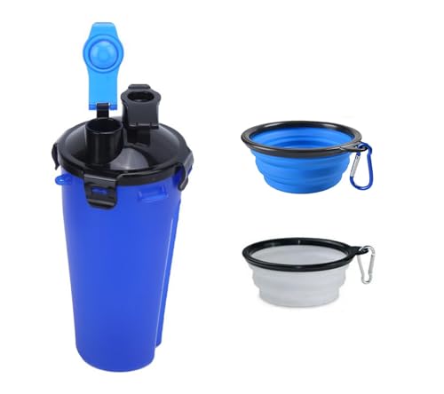 Tragbarer Futternapf für Hunde, Wasserflasche, Wasser und Tiernahrung, 2 x faltbare Reiseschüssel. von Fidofox