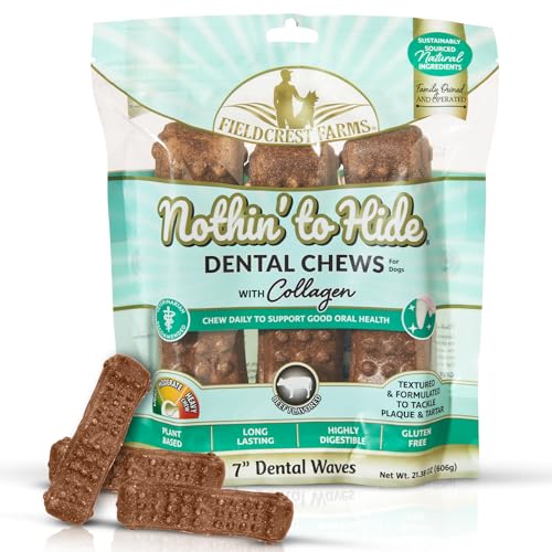 Zahnkauartikel für Hunde, glutenfrei, natürliche Inhaltsstoffe, reduzieren Zahnstein und Plaque (17,8 cm, Welle) von Fieldcrest Farms