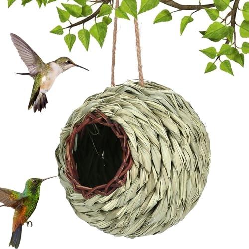 Fierudeng Vogelnest | Kugelförmiges Kolibri-Haus,Handgewebtes Natürliches Vogelhaus Zum Aufhängen Im Garten, Hof Und Baum – Dekoration Für Den Außenbereich Fierudeng Vogelnest | Kugelförmiges Kolibri-Haus,Handgewebtes Natürliches Vogelhaus Zum Aufhängen Im Garten, Hof Und Baum – Dekoration Für Den Außenbereich von Fierudeng