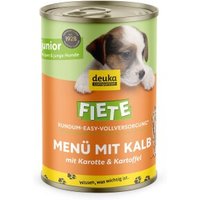 Fiete Junior Menü mit Kalb, Karotte und Kartoffel deutsches Premium-Nassfutter 6x400g Dose Fiete Junior Menü mit Kalb, Karotte und Kartoffel deutsches Premium-Nassfutter 6x400g Dose von Fiete