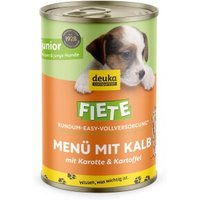 Fiete Junior Menü mit Kalb, Karotte und Kartoffel deutsches Premium-Nassfutter 6x400g Dose von Fiete