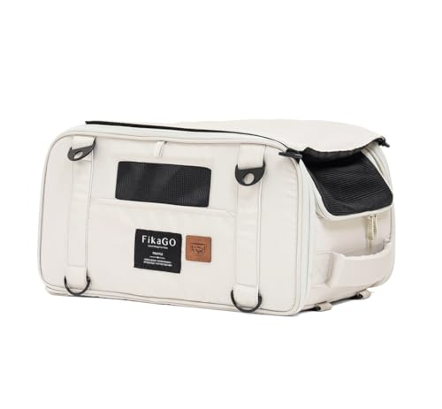 FikaGO 3-in-1 Reise-Tragetasche für Hunde und Katzen Truffle Creamy Cloud – Rucksack, Schultertasche & Handgepäck von FikaGO