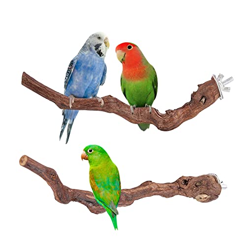Filhome 2 Stück Vögel Sitzstangen aus Naturholz für Wellensittiche Papageien Vogelkäfig Holz Ständer Reben 25cm von Filhome