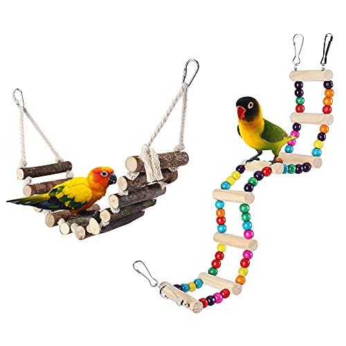 Filhome 2 Stücke Vögel Spielzeug Holzleiter Strickleiter Swing Bridge für Papageien Hamster von Filhome