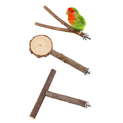 Filhome 3 Stück Vögel Sitzstangen aus Naturholz für Wellensittiche Papageien Vogelkäfig Holz Ständer (YPT) von Filhome