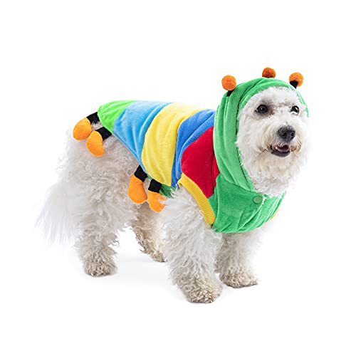 Filhome Buntes Halloween Kostüm Raupe Haustier Kostüm Cosplay Kleidung für Holliday Party Kleid lustig Hund Katze Welpe Größe L von Filhome