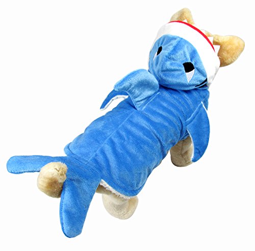 Filhome Hai Kostüm für Hunde und Katzen Weich Hund Kleidung Kapuzenmantel Haifischmotiv Blau/XL von Filhome