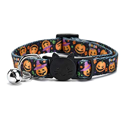 Filhome Halloween Katzenhalsband Verstellbar Breakaway Halsband mit Glocke (Schwarz) von Filhome