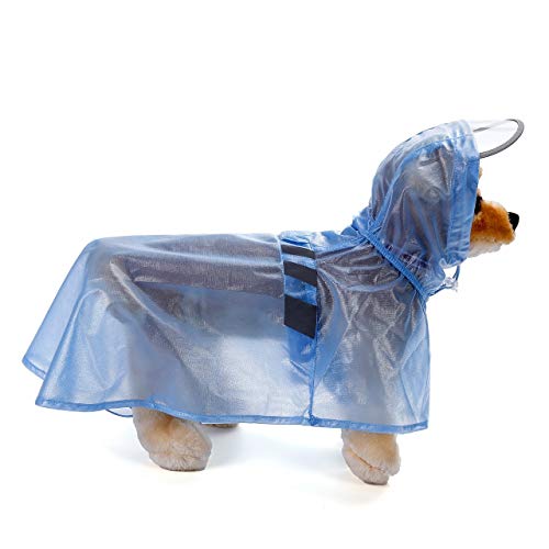 Filhome Haustier Regenmantel Reflektierenden mit Hauben Wasserdichten Freienwelpen Jacken für Hunde Kleid Kleidung Blau/L von Filhome