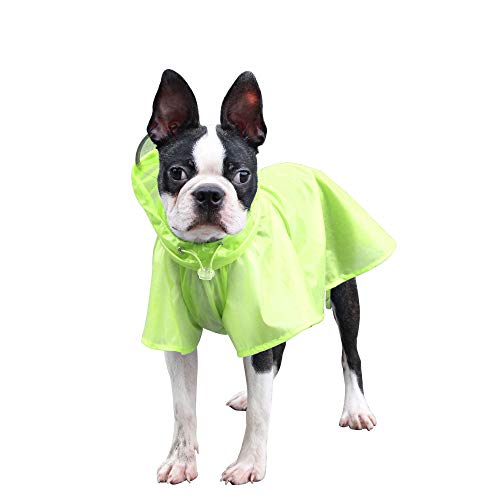 Filhome Haustier Regenmantel Reflektierenden mit Hauben Wasserdichten Freienwelpen Jacken für Hunde Kleid Kleidung Grün/L von Filhome