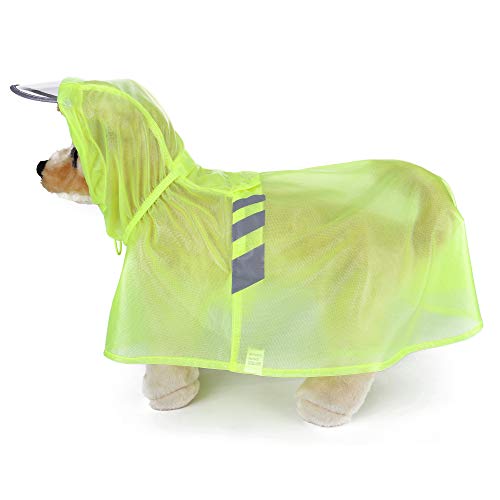 Filhome Hunde-Regenmantel mit Kapuze und reflektierendem Streifen, wasserdicht, für kleine bis große Hunde von Filhome
