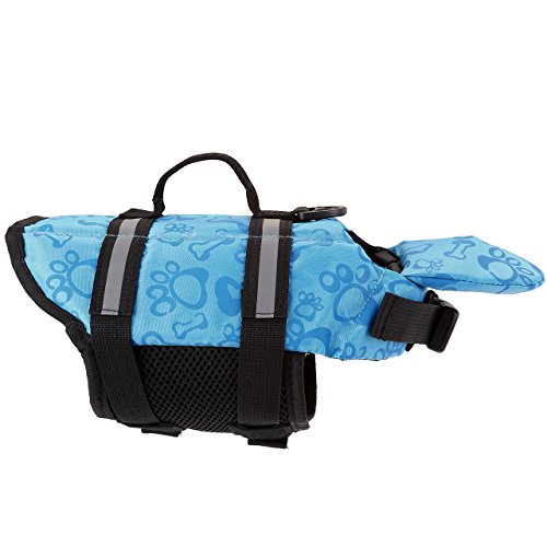 Filhome Hundeschwimmweste Rettungswesten Schwimmweste Verstellbare Badebekleidung für Hund Haustier Schwimmtraining mit Rettungsgriff (Blau XS) von Filhome