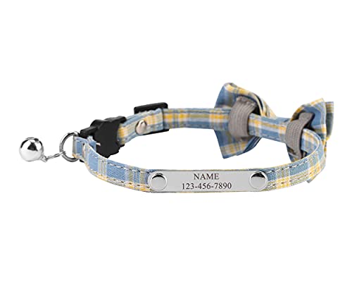 Filhome Katzenhalsband mit Namen Personalisiertes Gravur und Telefonnummer Verstellbar Halsband mit Sicherheitsverschluss und Glöckchen von Filhome