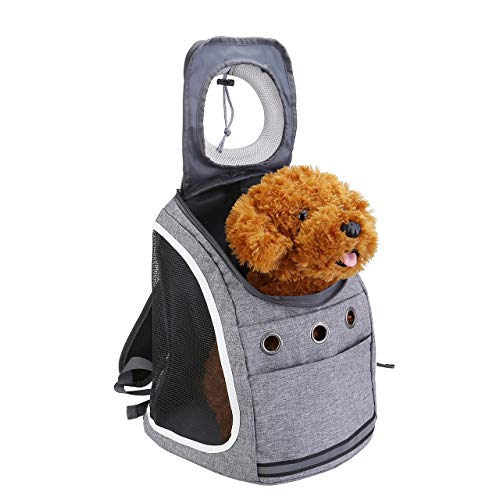 Filhome Hunderucksack Katzenrucksack für Katzen und Hunde Welpen Atmungsaktive Haustier Rucksäcke mit Mesh Fenstert und Front Opening bis 6kg (Grau) von Filhome