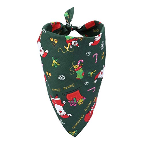 Filhome Schal Haustier Bandana Dreieckstuch Kopftücher für Hund Katze mit Weihnachtsmann Design Halstuch Einstellbare Kostüm Zubehör Dekoration (Grün) von Filhome