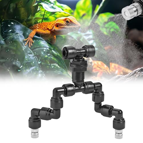 Filhonme Reptilien Terrariendüse 360°Verstellbare Reptilien Düse Doppelkopf Sprühsystem für Terrarien, Aquarien und Regenwald-Tanks – Perfekte Kühlung und Befeuchtung von Filhome