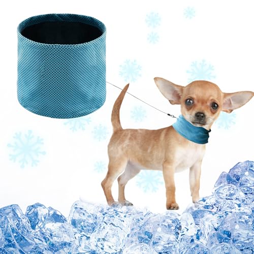 Fililogor Kühlendes Halstuch, kühlendes Halstuch, Sommerhalsband für Hunde, kühles Halstuch für Hunde, kühles Haustier, Sonnenstich vermeiden (Blau, L) von Fililogor