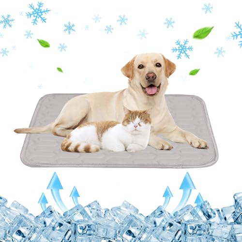 Fililogor Kühlmatte für Hunde & Katzen, Hundekühlmatte, Selbstkühlende Matte Hunde/Katzen, Weiches Hundeeisbett Sommerkühlbett zum Schlafen (Grau, 70 * 50cm) von Fililogor