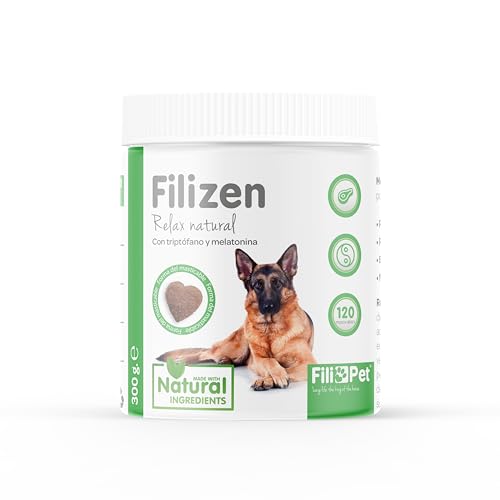 FILIPET Filizen Nahrungsergänzungsmittel für Hunde, das Ruhe, Anti-Stress und Entspannung erzeugt. Hergestellt aus natürlichen Zutaten, enthält Baldrian. 30 Tabletten von Filipet