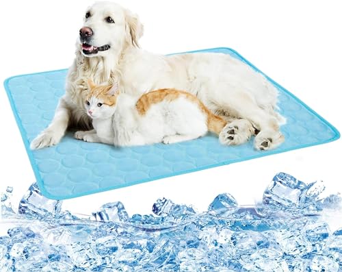 FimGlk Waschbare Kühlmatte für Hunde, Eisseide, selbstkühlende Decke, 101,6 x 71,1 cm, Blau von FimGlk