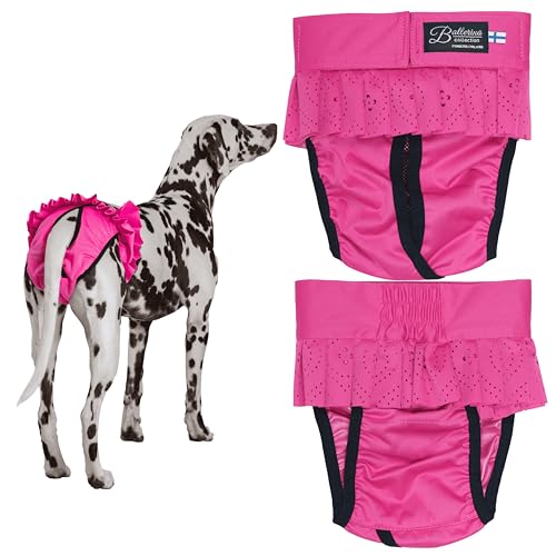 FINNERO Ballerina Waschbare Hundehygienehose, Komfortable Passform, Hundewindel (Fuchsia, L) von FinNero