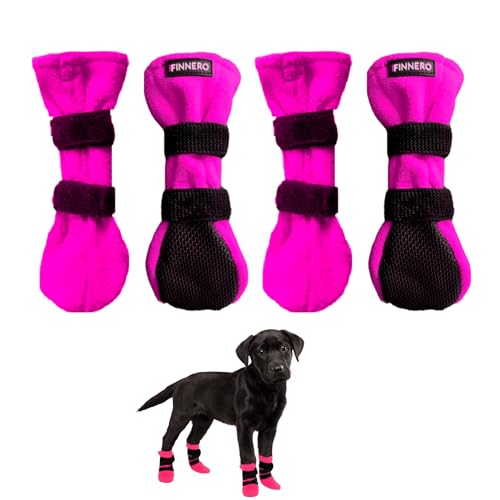 FINNERO Halla Hundeschuhe – Winterpfotenschutz für Hunde bei Schnee, Kälte und Salz – rutschfeste Fleece-Hundestiefel für kleine, mittelgroße und große Hunde – M, Pink FINNERO Halla Hundeschuhe – Winterpfotenschutz für Hunde bei Schnee, Kälte und Salz – rutschfeste Fleece-Hundestiefel für kleine, mittelgroße und große Hunde – M, Pink von FinNero