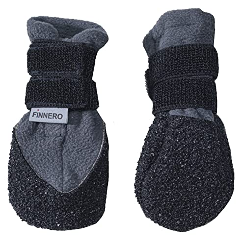 FINNERO Halla LUX Winterstiefel für Hunde schützen die Pfoten vor Kälte, Schnee und störendem Streusalz, 2 Stück/Packung, Grau (M) von FinNero