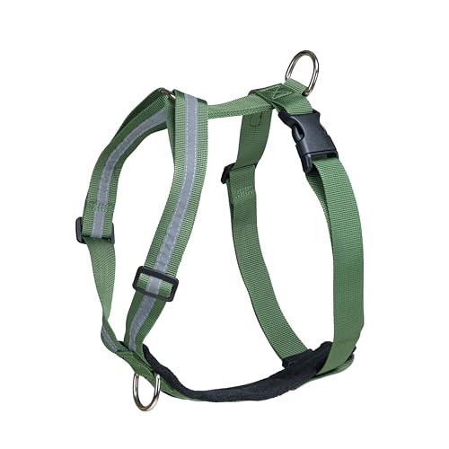 FINNERO SALO Trainingsgeschirr – Antizug Y-Geschirr für Hunde & Welpen – Verstellbar, Gepolstert & Reflektierend – M, Forest Green von FinNero
