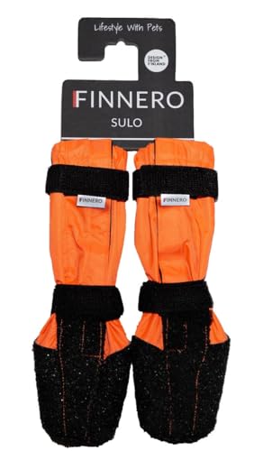 FINNERO SULO Hundestiefel – Pfotenschutz für Hunde mit Rutschfester TopGrip® Sohle – Leicht und Sicher – Outdoor-Hundeschuhe – 2er-Pack, Orange – L von FinNero