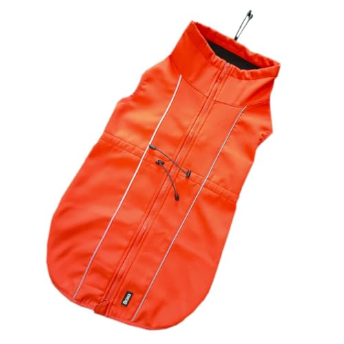 FINNERO Sport Softshell Hundejacke – Winddicht, reflektierend und fleecegefüttert, wasserabweisend und atmungsaktiv – XL, Orange von FinNero