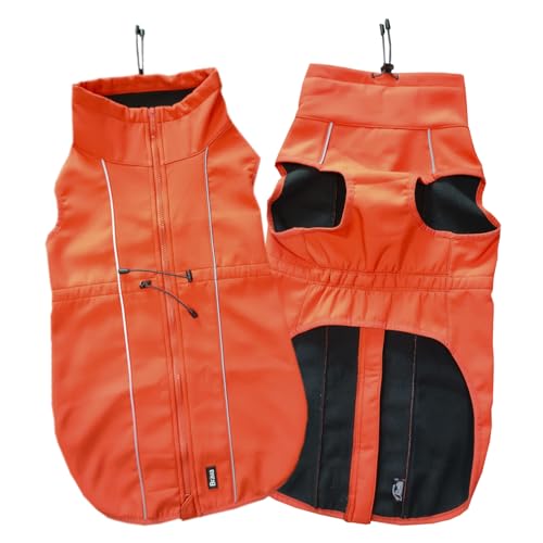 FINNERO Sport Softshell Hundejacke – Winddicht, reflektierend und fleecegefüttert, wasserabweisend und atmungsaktiv – XS, Orange von FinNero