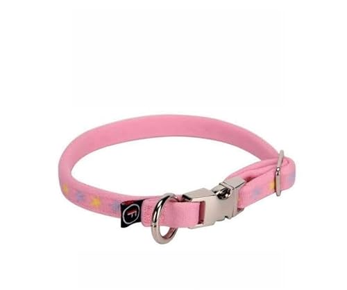 FINNERO Bambino Halsband für Welpen, Kleine Hunde & Katzen – Weich, Gepolstert, Komfortabel, Verstellbar – Ideal für kleine Rassen – 1 cm breit, Girly Pink von FinNero
