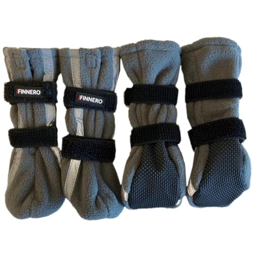 FinNero HALLA Reflektierende weiche Hundeschuhe, 4 Stück, Hundeschuhe, Pfotenschutz, Winterstiefel (Grau, M) von FinNero