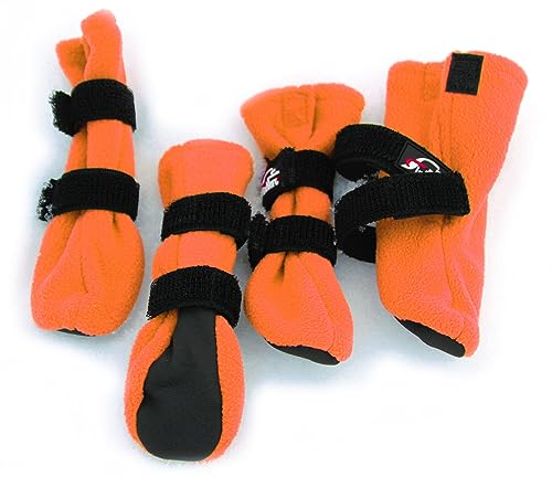FINNERO Halla Weiche Hundeschuhe 4 Stück/Packung Hundeschuhe, Hundestiefel, Pfotenschutz für kleine Hunde (orange, L) von FinNero
