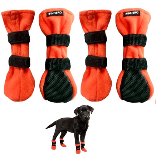 FINNERO Halla Weiche Hundeschuhe 4 Stück/Packung Hundeschuhe, Hundestiefel, Pfotenschutz für kleine Hunde (orange, M) FINNERO Halla Weiche Hundeschuhe 4 Stück/Packung Hundeschuhe, Hundestiefel, Pfotenschutz für kleine Hunde (orange, M) von FinNero