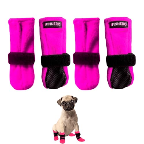 FINNERO Halla Weiche Hundeschuhe 4 Stück/Packung Hundeschuhe, Hundestiefel, Pfotenschutz für kleine Hunde (pink, XS) FINNERO Halla Weiche Hundeschuhe 4 Stück/Packung Hundeschuhe, Hundestiefel, Pfotenschutz für kleine Hunde (pink, XS) von FinNero