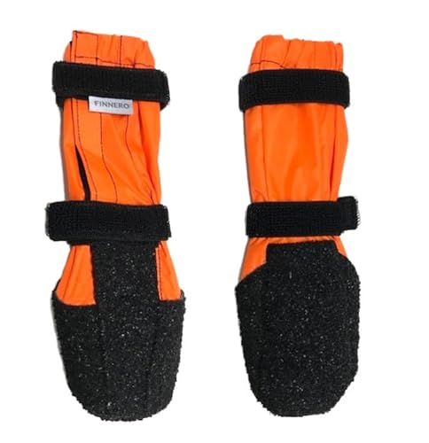 FINNERO SULO Hundestiefel – Pfotenschutz für Hunde mit Rutschfester TopGrip® Sohle – Leicht und Sicher – Outdoor-Hundeschuhe – 2er-Pack, Orange – XS von FinNero