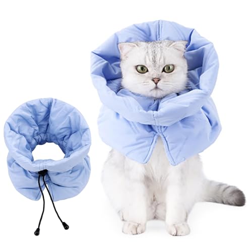 Fine jade2 Halskrause Katze Schutz Einstellbares Weiches Katzen Halskrause Leckschutz nach OP und Verletzungen für Welpen,Hunde und Katzen(Blau, S) von Fine jade2