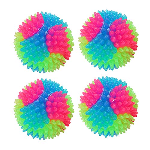 FineInno 4 Stück Blinkender Ball Hundespielzeug Ball Hundeball Leuchtend Glow Ball Hundespielball Ball Spielzeug für Hundes und Reinigen Sie Ihre Zähne (4 Stück Stichkugeln) von FineInno