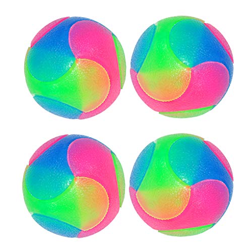 FineInno 4 pcs Blinkender Ball Hundespielzeug Ball Hundeball Leuchtend Glow Ball Hundespielball Ball Spielzeug für Hundes und Reinigen Sie Ihre Zähne (4 Stück Glatte Kugeln) von FineInno